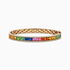 Effy Jewelry Watercolors 14K Gold Multi Sapphire and Diamond Bangle | Bracelets