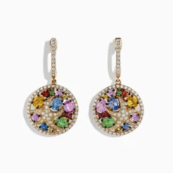 Effy Jewelry Watercolors 14K Gold Multi Sapphire u0026 Diamond Starfish Earrings, 3.00 TCW | Earrings