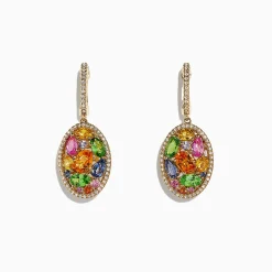 Effy Jewelry Watercolors 14K Gold Multi Sapphire u0026 Diamond Earrings, 5.11 TCW | Earrings
