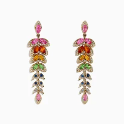 BH Multi Watercolors 14K Gold Multi Sapphire and Diamond Earrings, 3.65 TCW | Earrings