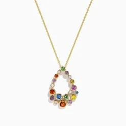 BH Multi Watercolors 14K Gold Multi Sapphire and Diamond Pendant, 1.47 TCW | Necklaces & Pendants