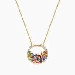 BH Multi Watercolors 14K Gold Multi Sapphire and Diamond Pendant, 1.65 TCW | Necklaces & Pendants