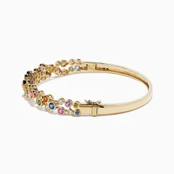 BH Multi Watercolors 14K Gold Multi Sapphire and Diamond Bangle, 2.80 TCW | Bracelets