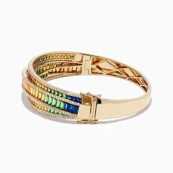 Effy Jewelry Watercolors 14K Gold Multi Sapphire and Diamond Bangle | Bracelets