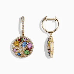 Effy Jewelry Watercolors 14K Gold Multi Sapphire u0026 Diamond Starfish Earrings, 3.00 TCW | Earrings