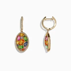 Effy Jewelry Watercolors 14K Gold Multi Sapphire u0026 Diamond Earrings, 5.11 TCW | Earrings