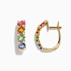 BH Multi Watercolors 14K Gold Multi Sapphire and Diamond Earrings, 2.48 TCW | Earrings