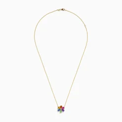 BH Multi Watercolors 14K Gold Multi Sapphire and Diamond Flower Necklace | Necklaces & Pendants