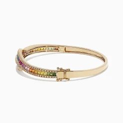 Effy Jewelry Watercolors 14K Gold Multi Sapphire and Diamond Bangle, 4.17 TCW | Bracelets