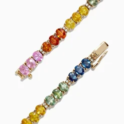 Effy Jewelry Watercolors 14K Gold Multi Sapphire u0026 Diamond Tennis Bracelet, 9.73 TW | Bracelets