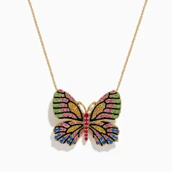 Effy Jewelry Watercolors 14K Gold Ruby and Multi Sapphire Butterfly Pendant | Necklaces & Pendants