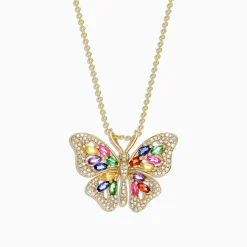 Effy Jewelry Watercolors 14K Gold Sapphire u0026 Diamond Butterfly Pendant, 2.34 TCW | Necklaces & Pendants