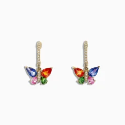 Effy Jewelry Watercolors 14K Gold Sapphire u0026 Diamond Butterfly Earrings, 2.97 TCW | Earrings