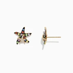 Effy Jewelry Watercolors 14K Gold Sapphire u0026 Diamond Starfish Stud Earrings, 0.76 TCW | Earrings