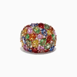 Effy Jewelry Watercolors 14K Rose Gold Multi-Sapphire Diamond Ring, 13.94 TCW | Rings
