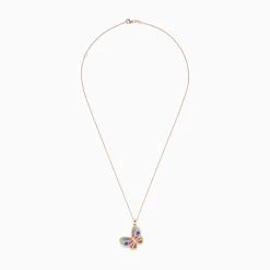 BH Multi Watercolors 14K Rose Gold Multi Sapphire and Diamond Butterfly Pendant | Necklaces & Pendants