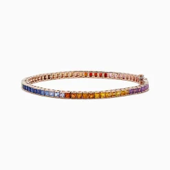 Effy Jewelry Watercolors 14K Rose Gold Multi Sapphire Bracelet | Bracelets