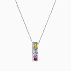 Effy Jewelry Watercolors 14K White Gold Multi Sapphire u0026 Diamond Pendant, 1.17 TCW | Necklaces & Pendants