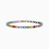 Effy Jewelry Watercolors 14K White Gold Multi Sapphire and Diamond Tennis Bracelet | Bracelets
