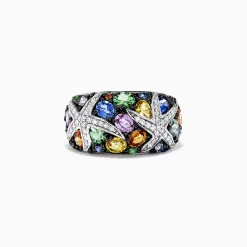 Effy Jewelry Watercolors 14K White Gold Multi Sapphire and Diamond Ring, 3.75 TCW | Rings