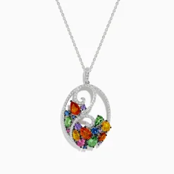 Effy Jewelry Watercolors 14K White Gold Multi Sapphire u0026 Diamond Pendant, 3.96 TCW | Necklaces & Pendants