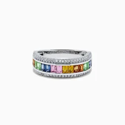 BH Multi Watercolors 14K White Gold Multi Sapphire and Diamond Ring, 1.69 TCW | Rings