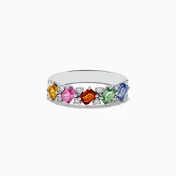 Effy Jewelry Watercolors 14K White Gold Multi Sapphire and Diamond Ring | Rings