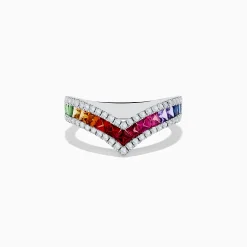 Effy Jewelry Watercolors 14K White Gold Multi Sapphire and Diamond Ring | Rings