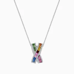 Effy Jewelry Watercolors 14K White Gold Multi Sapphire u0026 Diamond Pendant, 2.21 TCW | Necklaces & Pendants