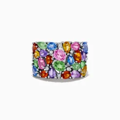 Effy Jewelry Watercolors 14K White Gold Multi Sapphire and Diamond Ring | Rings