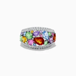 Effy Jewelry Watercolors 14K White Gold Multi Sapphire and Diamond Ring | Rings