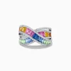 Effy Jewelry Watercolors 14K White Gold Multi Sapphire and Diamond Crossover Ring | Rings
