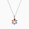 Effy Jewelry Watercolors 14K White Gold Multi Color Sapphire and Diamond Star of David Pendant | Necklaces & Pendants