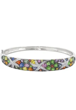 Effy Jewelry Watercolors 14K White Gold Multi Sapphire u0026 Diamond Bangle, 7.89 TCW | Bracelets