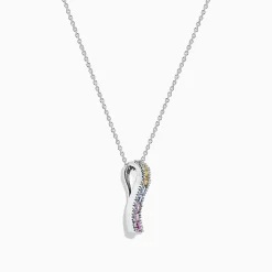Effy Jewelry Watercolors 14K White Gold Multi Sapphire u0026 Diamond Pendant, 1.17 TCW | Necklaces & Pendants