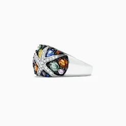 Effy Jewelry Watercolors 14K White Gold Multi Sapphire and Diamond Ring, 3.75 TCW | Rings