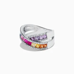 Effy Jewelry Watercolors 14K White Gold Multi Sapphire and Diamond Ring, 2.63 TCW | Rings