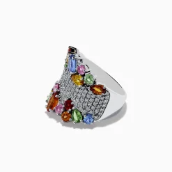 Effy Jewelry Watercolors 14K White Gold Multi Sapphire and Diamond Ring | Rings