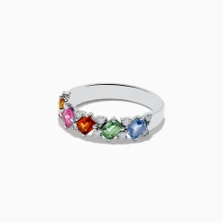 Effy Jewelry Watercolors 14K White Gold Multi Sapphire and Diamond Ring | Rings