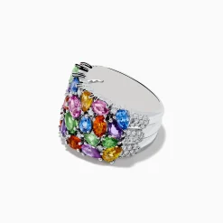 Effy Jewelry Watercolors 14K White Gold Multi Sapphire and Diamond Ring | Rings