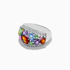 Effy Jewelry Watercolors 14K White Gold Multi Sapphire and Diamond Ring | Rings