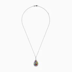 Effy Jewelry Watercolors 14K White Gold Multi Sapphire Diamond Pendant | Necklaces & Pendants