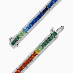 Effy Jewelry Watercolors 14K White Gold Multi Sapphire u0026 Diamond Bracelet, 9.16 TCW | Bracelets