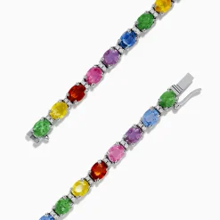 Effy Jewelry Watercolors 14K White Gold Multi Sapphire and Diamond Tennis Bracelet | Bracelets