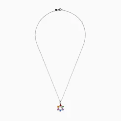 Effy Jewelry Watercolors 14K White Gold Multi Color Sapphire and Diamond Star of David Pendant | Necklaces & Pendants