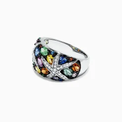 Effy Jewelry Watercolors 14K White Gold Multi Sapphire and Diamond Ring, 3.75 TCW | Rings