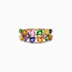 Effy Jewelry Watercolors 14K Yellow Gold Multi Sapphire u0026 Diamond Ring, 2.43 TCW | Rings