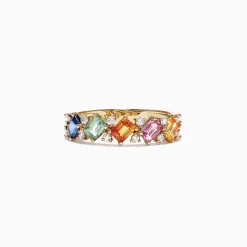 Effy Jewelry Watercolors 14K Yellow Gold Multi-Sapphire Diamond Ring, 1.52 TCW | Rings