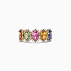 Effy Jewelry Watercolors 14K Yellow Gold Multi-Sapphire Diamond Ring, 2.81 TCW | Rings