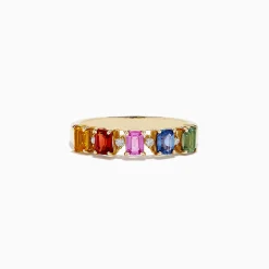 BH Multi Watercolors 14K Yellow Gold Multi Sapphire and Diamond Ring, 1.30 TCW | Rings